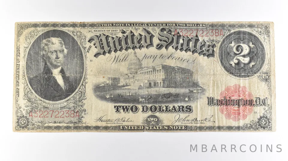 1917 $2 Legal Tender Large Note Red Seal FR#57 *0642