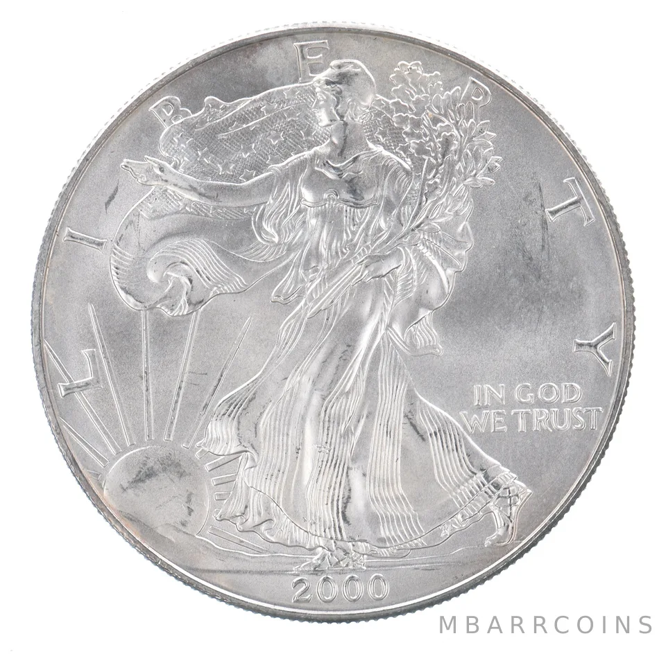 Beautiful Toned - 2000 American Silver Eagle 1 Troy Oz .999 Fine Silver *117