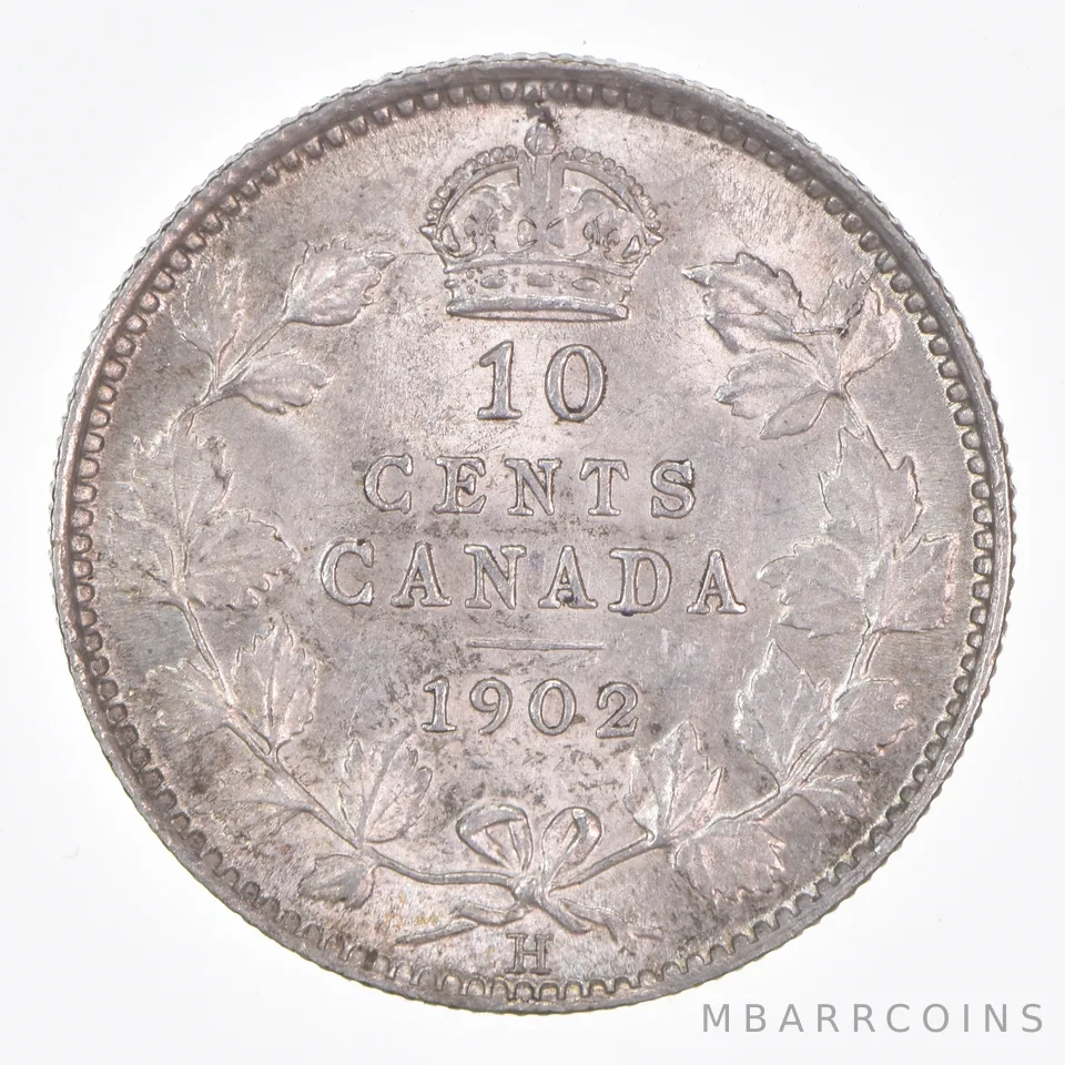 Better Date - 1902 Canada 10 Cents World Coin- Silver *090
