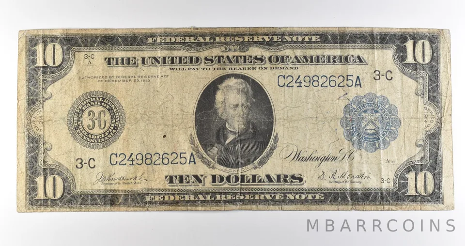 1914 $10 Philadelphia PA FRN Large Note Blue Seal *3627