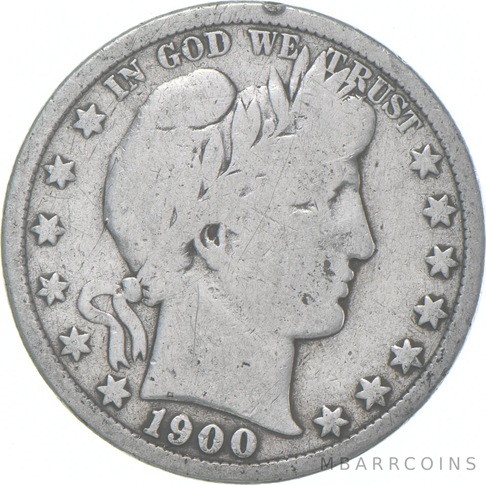1900-S Barber Half Dollar Average Circ 90% Silver