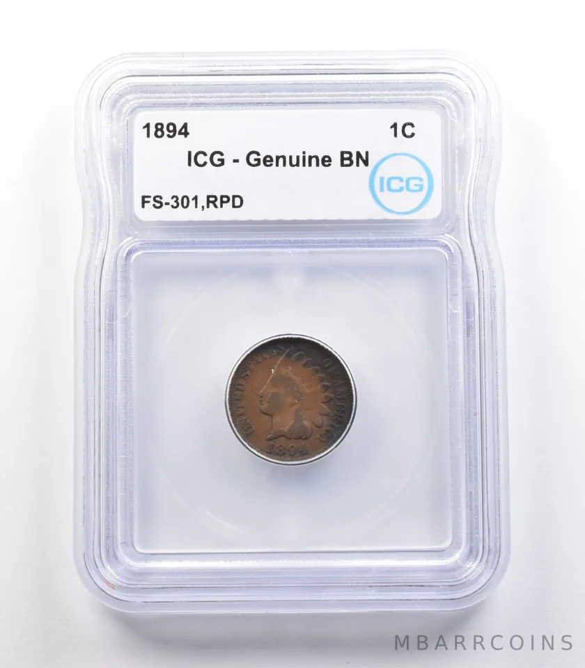 1894 Indian Head Cent Mint Error FS-301 RPD Genuine BN ICG a2278