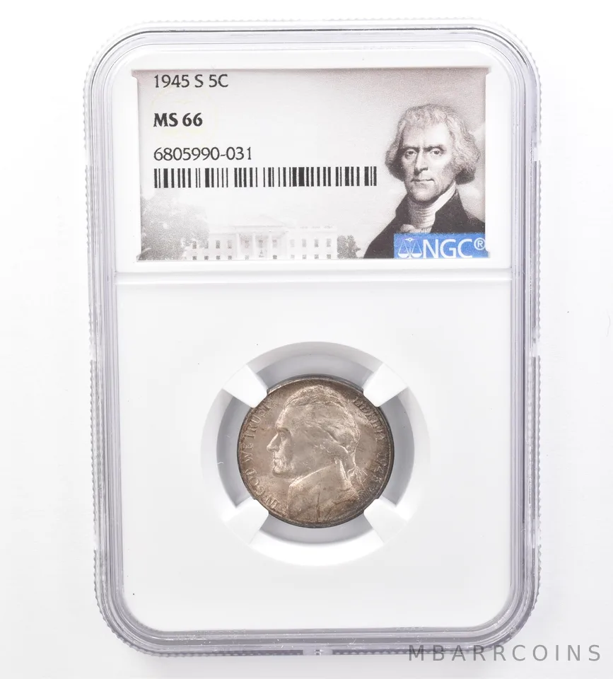 1945-S Jefferson Nickel MS66 NGC Beautiful Tone *1556