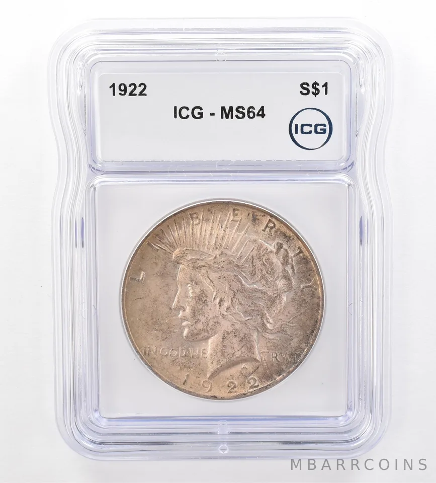 1922 Peace Silver Dollar MS64 ICG Beautiful Tone *7301