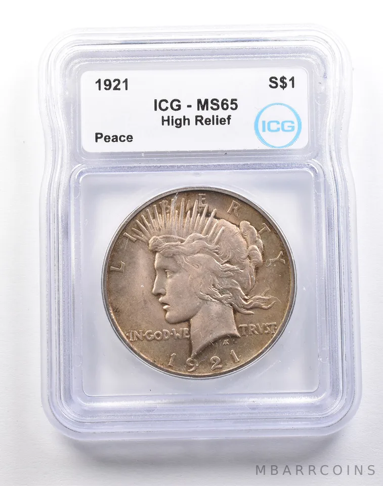 1921 Peace Silver Dollar High Relief MS65 ICG *2209