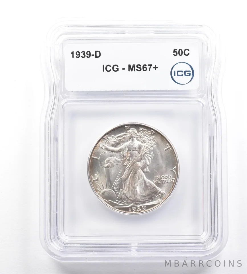 1939-D Walking Liberty Half Dollar MS67+ ICG *7255