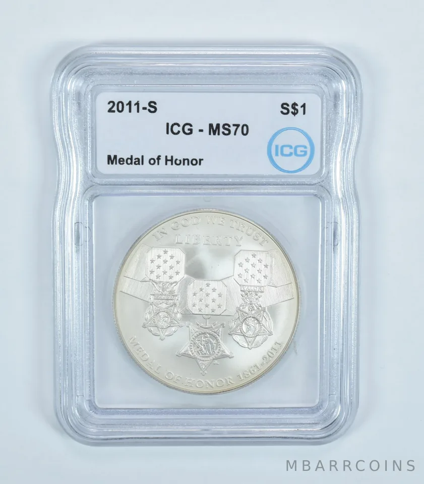 2011-S Medal Of Honor Commemorative Silver Dollar MS70 ICG