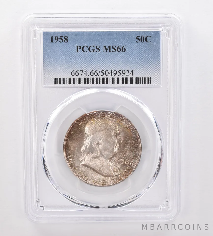 1958 Franklin Half Dollar MS66 PCGS Beautiful Tone *9979