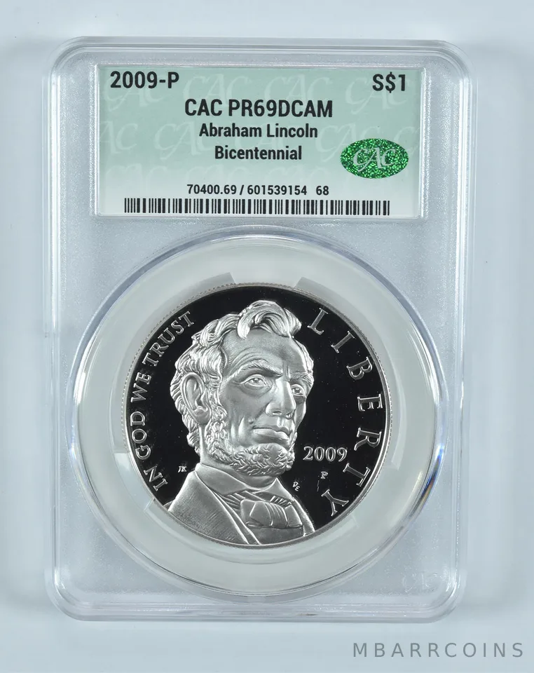 2009-P Abraham Lincoln Commemorative Silver Dollar PR69 DCAM CAC CACg