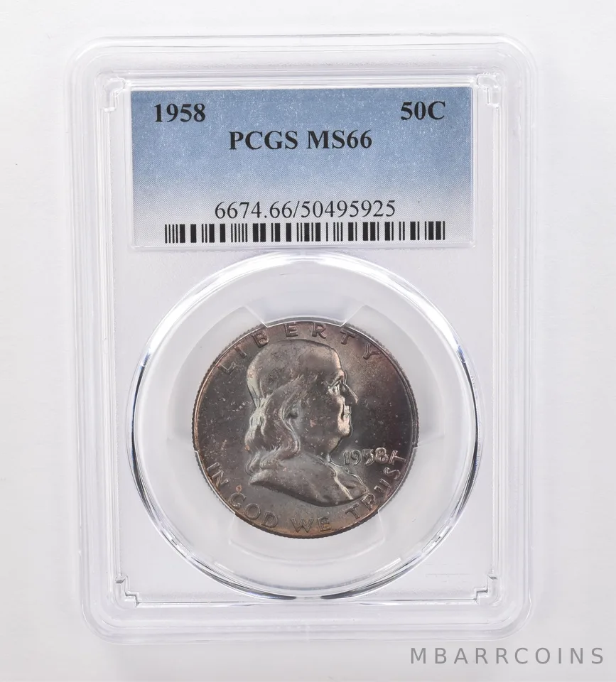 1958 Franklin Half Dollar MS66 PCGS Beautiful Tone *9956
