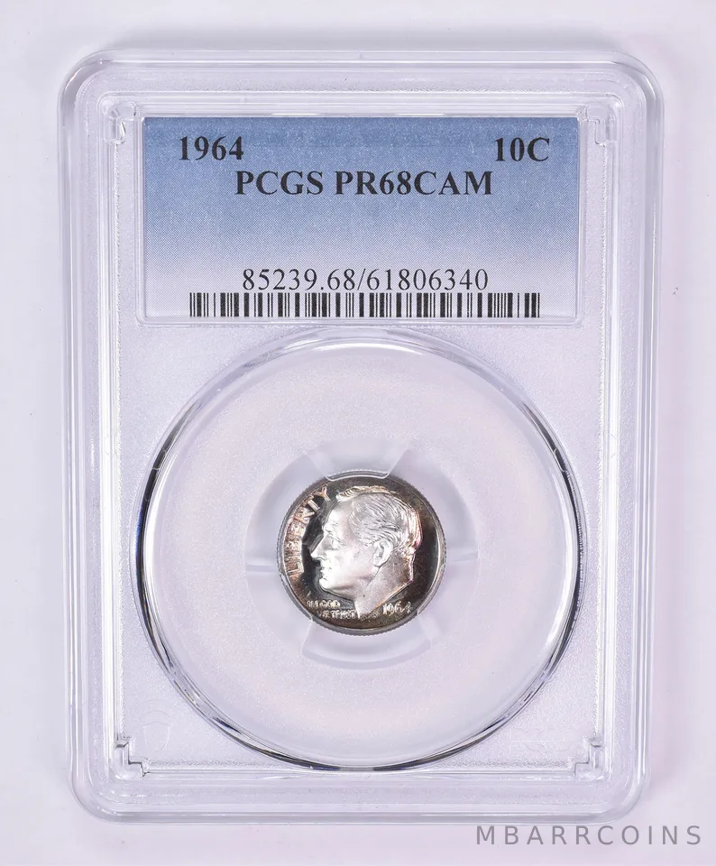 1964 Roosevelt Dime PR68 CAM PCGS Beautiful Tone Reverse a1084