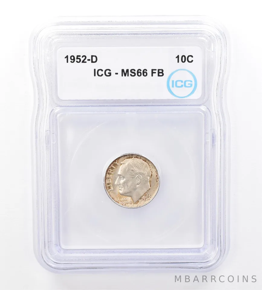 1952-D Roosevelt Dime MS66 FB ICG Beautiful Tone a1629