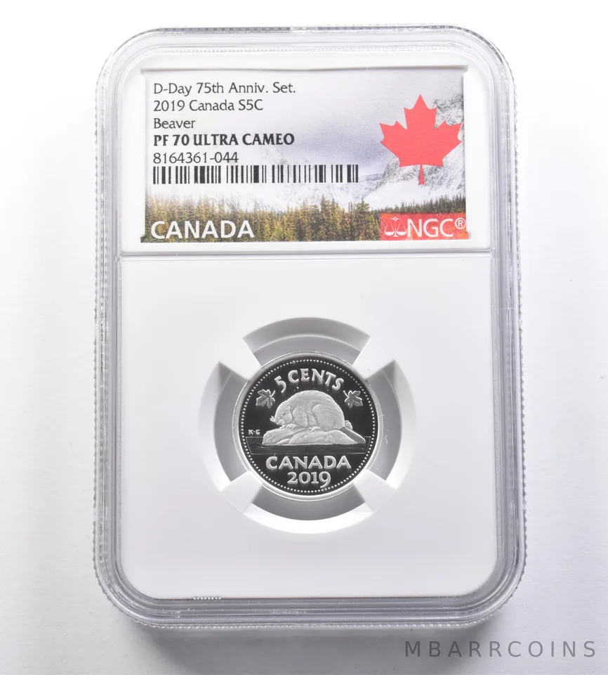 2019 Canada 5 Cents Silver D-Day 75th Anniversary Set Beaver PF70 UCAM NGC *7101