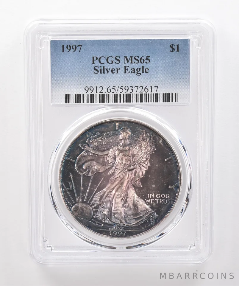 1997 American Silver Eagle MS65 PCGS Beautiful Tone *1985