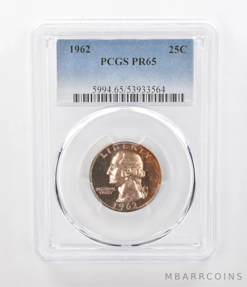 1962 Washington Quarter PR65 PCGS Beautiful Tone *1080