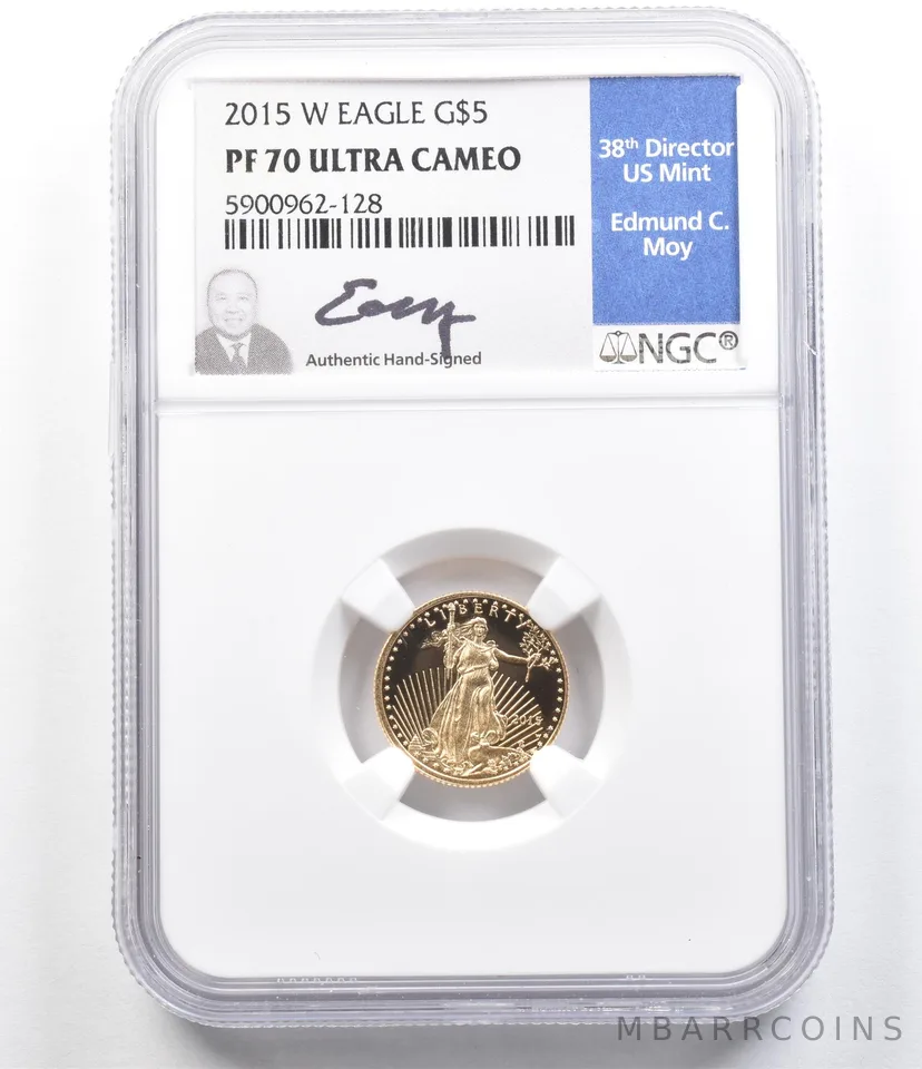 2015-W $5 American Gold Eagle Moy 1/10 Oz Gold PF70 UCAM NGC *4868