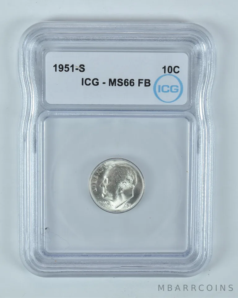 1951-S Roosevelt Dime MS66 FB ICG