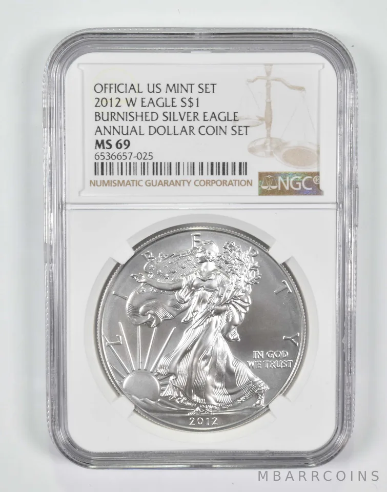 2012-W Burnished Silver Eagle Annual Dollar Set MS69 NGC