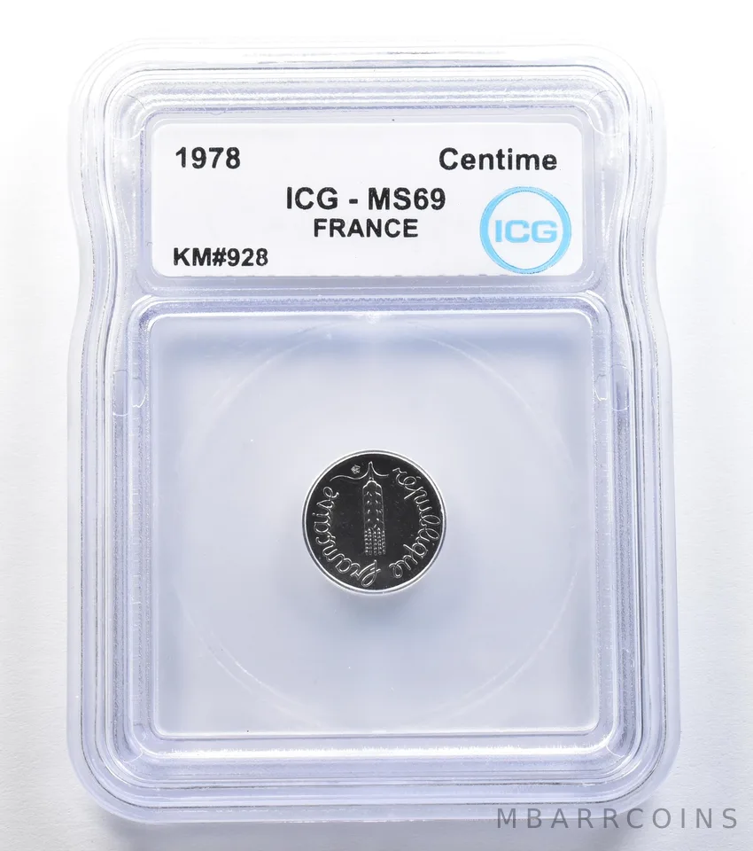 1978 France Centime KM#928 MS69 ICG *7928