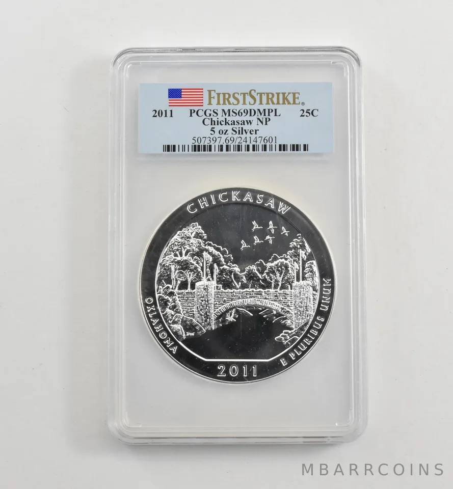 2011 5 Oz Silver Quarter America The Beautiful Chickasaw MS69 DMPL PCGS *1750