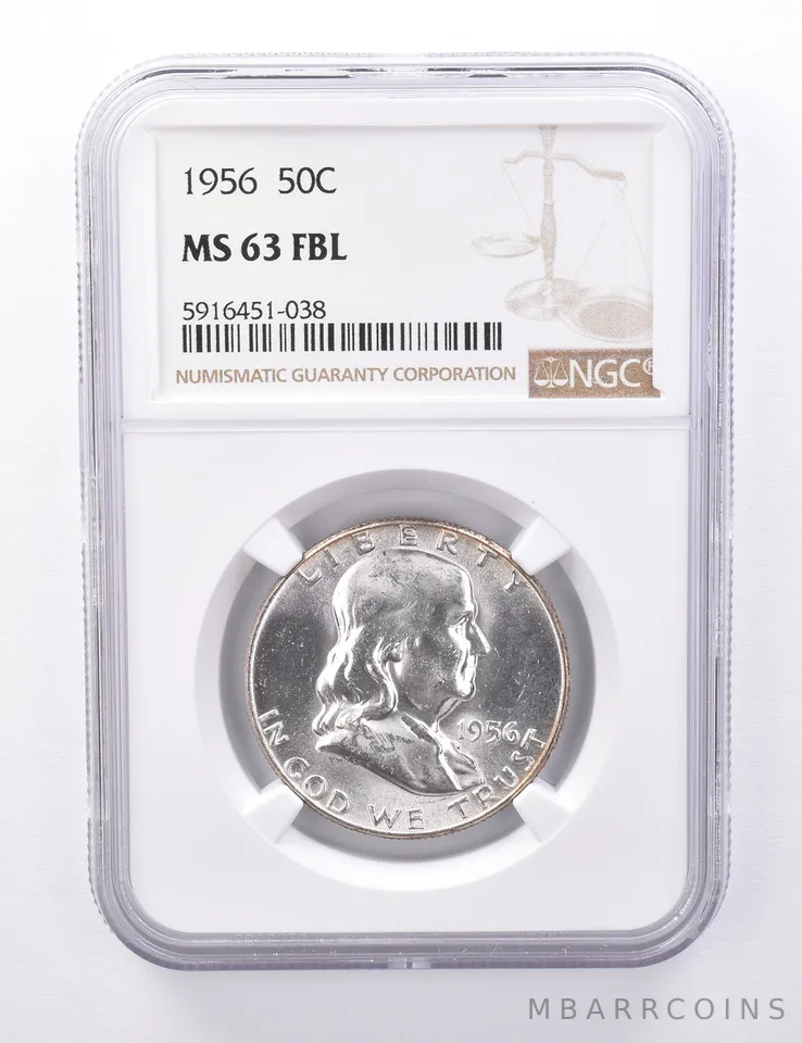 MS63 FBL 1956 Franklin Half Dollar - Graded NGC Toned a4371