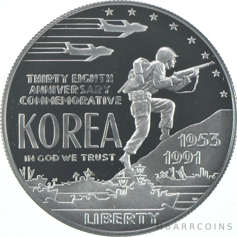 1991-P Proof Korean War Commemorative Silver Dollar $1