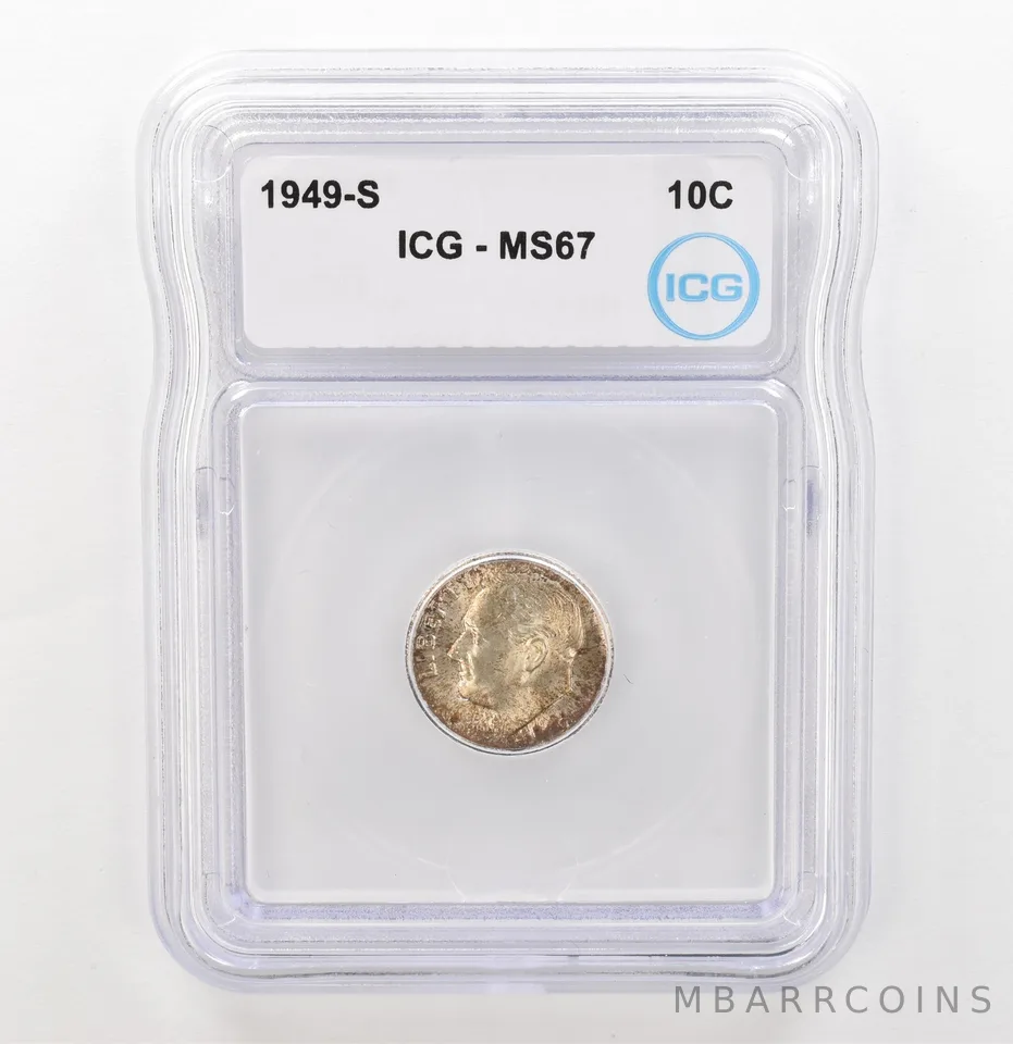 1949-S Roosevelt Dime MS67 ICG Beautiful Tone a3907