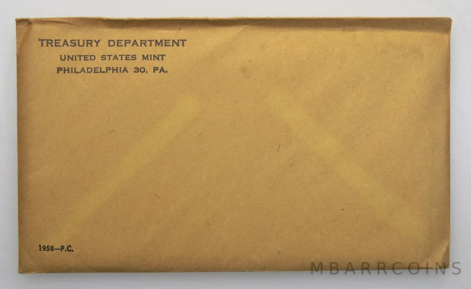 1958 Proof Set with Original Envelope & Flatpack (5 Coins)