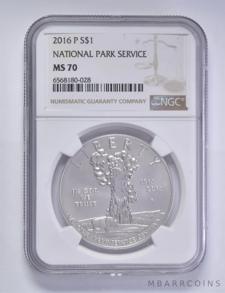 2016-P National Park Service Commem Silver Dollar $1 MS70 NGC Brown Lbl