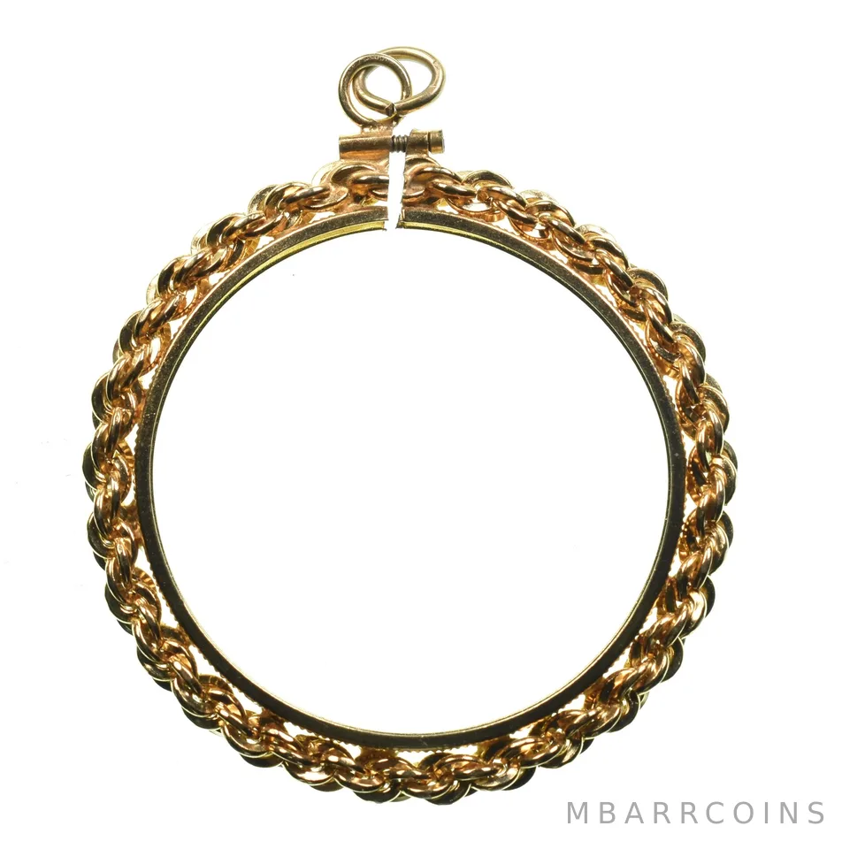 14k 8.1g Gold Filled 37mm Coin Bezel Pendant Frame Edge *9116
