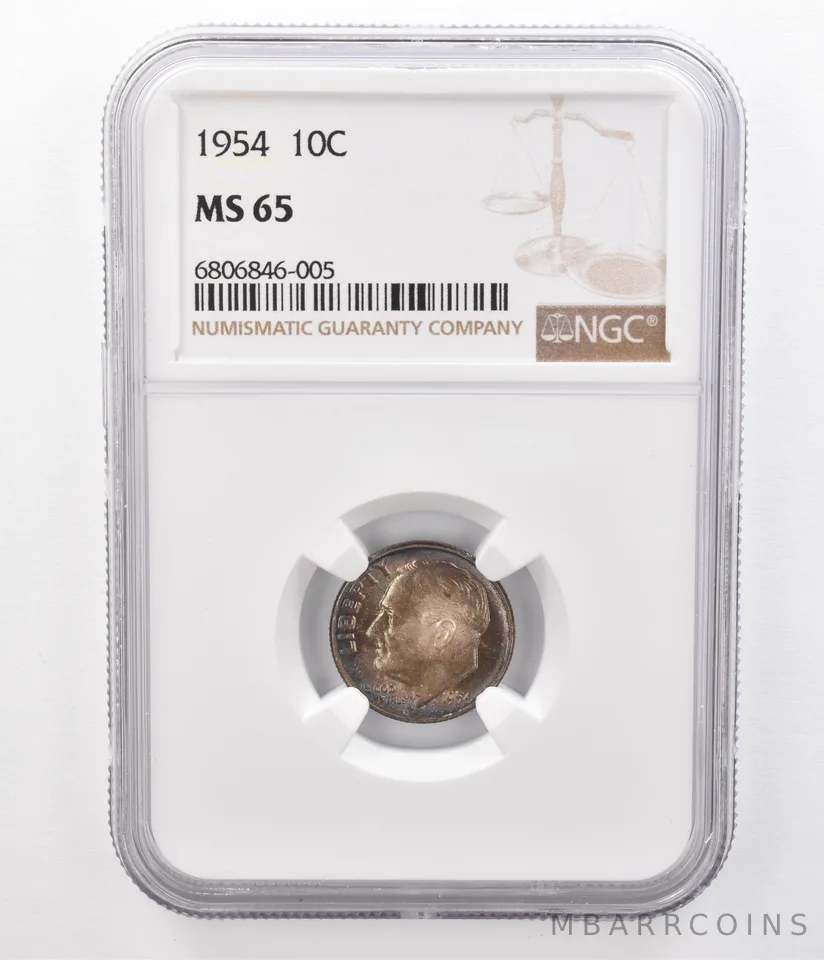 1954 Roosevelt Dime MS65 NGC Beautifully Toned *8598