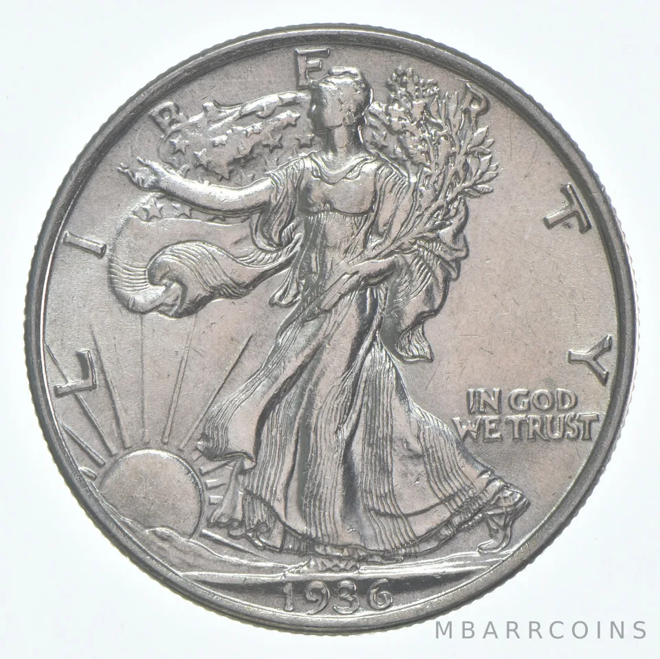 CHAU 1936 (P) Walking Liberty Half Dollar Choice AU 90% Silver (1pc)