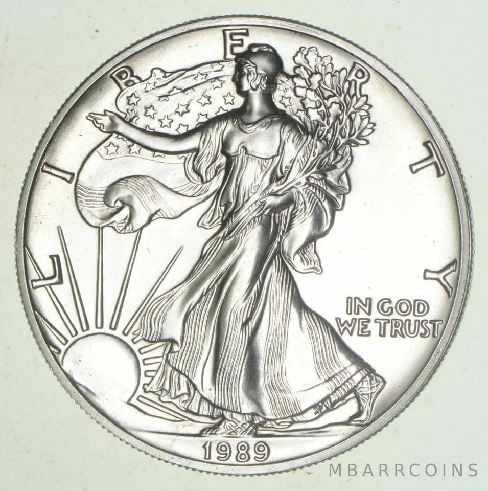 1989 Unc American Silver Eagle 1 Troy Oz .999 Fine Silver