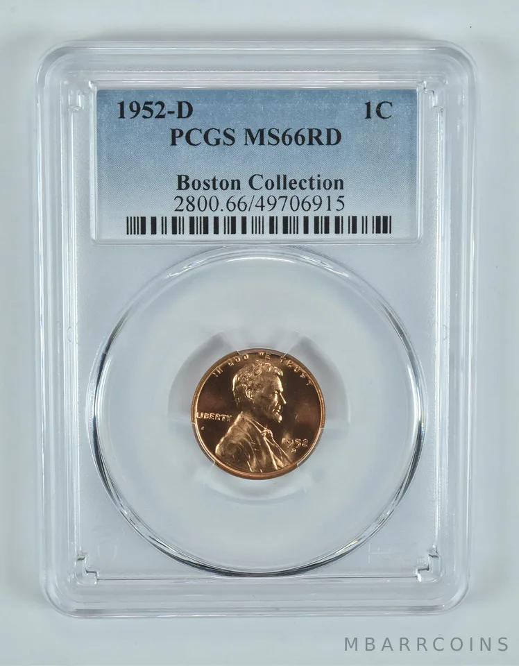 1952-D Lincoln Wheat Cent Boston Collection MS66 RD PCGS