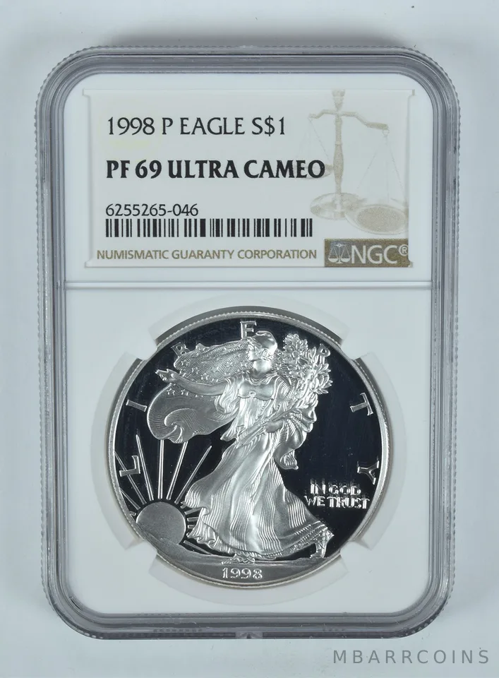 1998-P American Silver Eagle PF69 UCAM NGC Brown Label