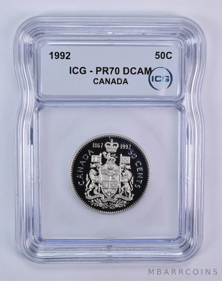 1992 Canada 50 Cents PR70 DCAM ICG