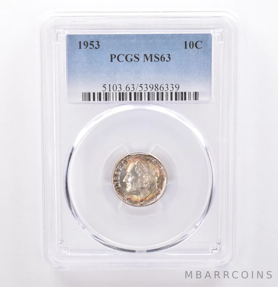 1953 Roosevelt Dime MS63 PCGS Beautiful Tone *9318