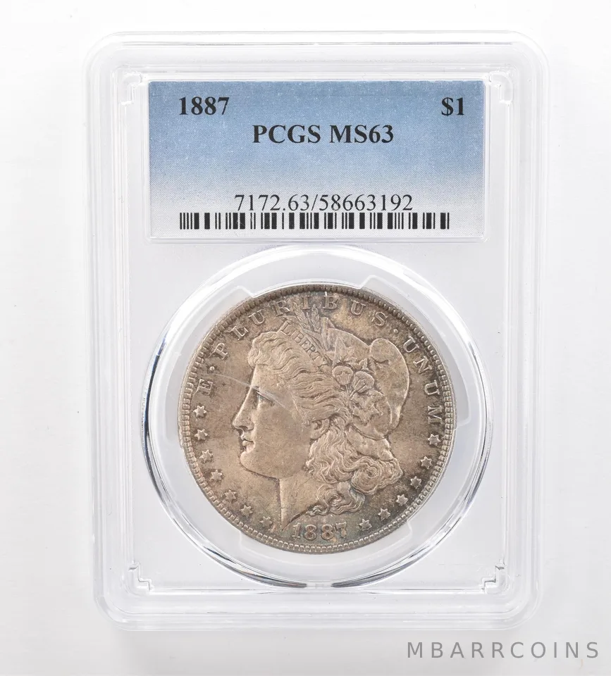 1887 Morgan Silver Dollar MS63 PCGS Beautiful Tone *7453