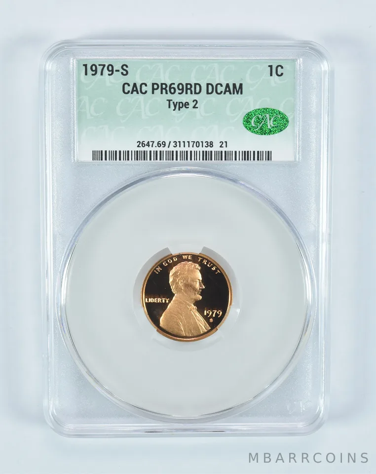 1979-S Lincoln Memorial Cent Type 2 PR69 RD DCAM CAC CACg