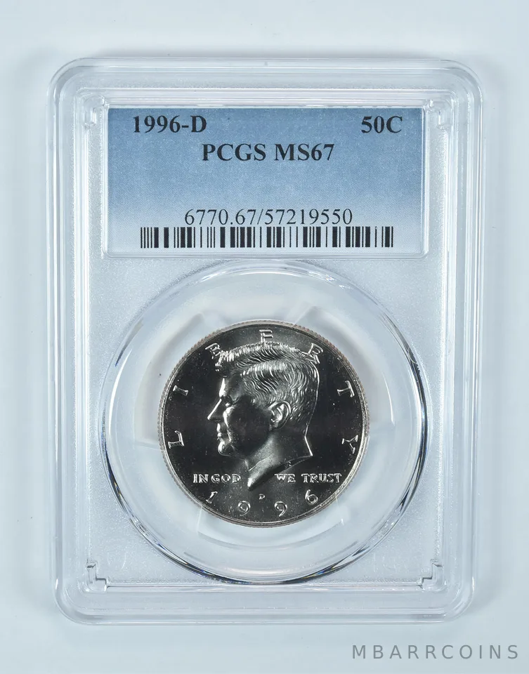 1996-D Kennedy Half Dollar MS67 PCGS Blue Label