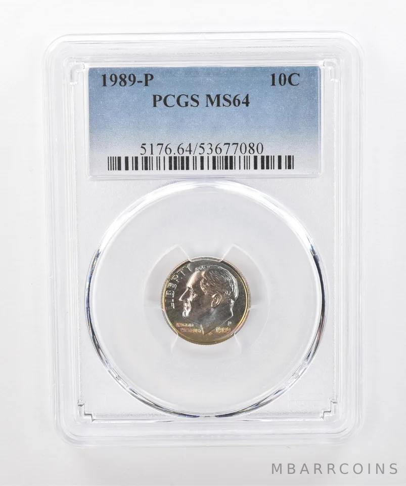1989-P Roosevelt Dime MS64 PCGS Beautiful Tone a1320