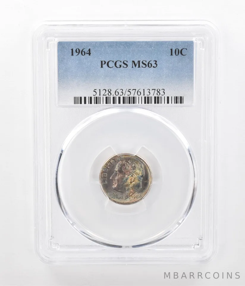 1964 Roosevelt Dime MS63 PCGS Beautiful Tone *2379