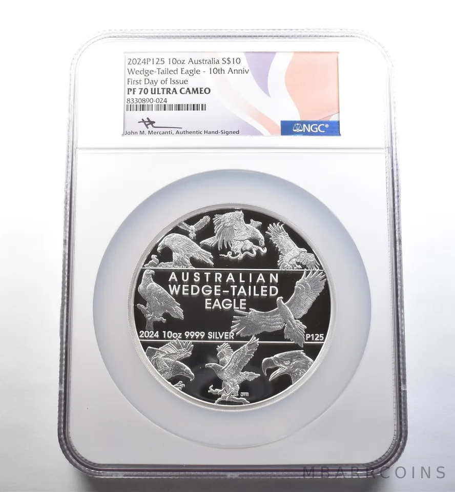 2024 P125 Australia $10 Silver Wedge-Tailed Eagle Mercanti 10 Oz PF70 NGC *3563