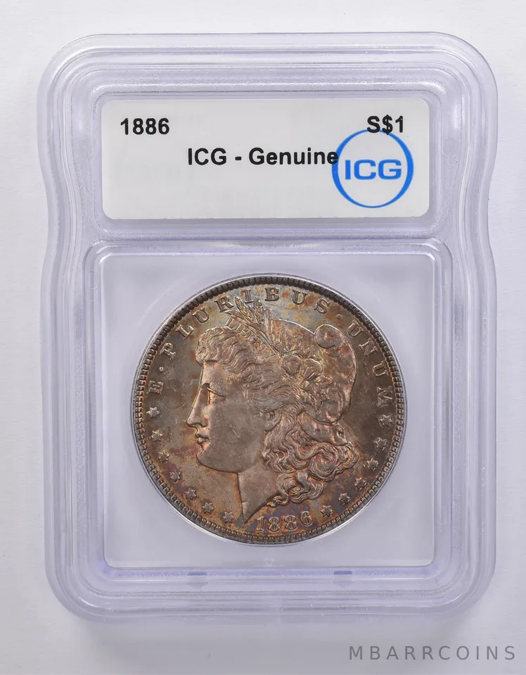 1886 Morgan Silver Dollar Genuine ICG Beautiful Tone *7141