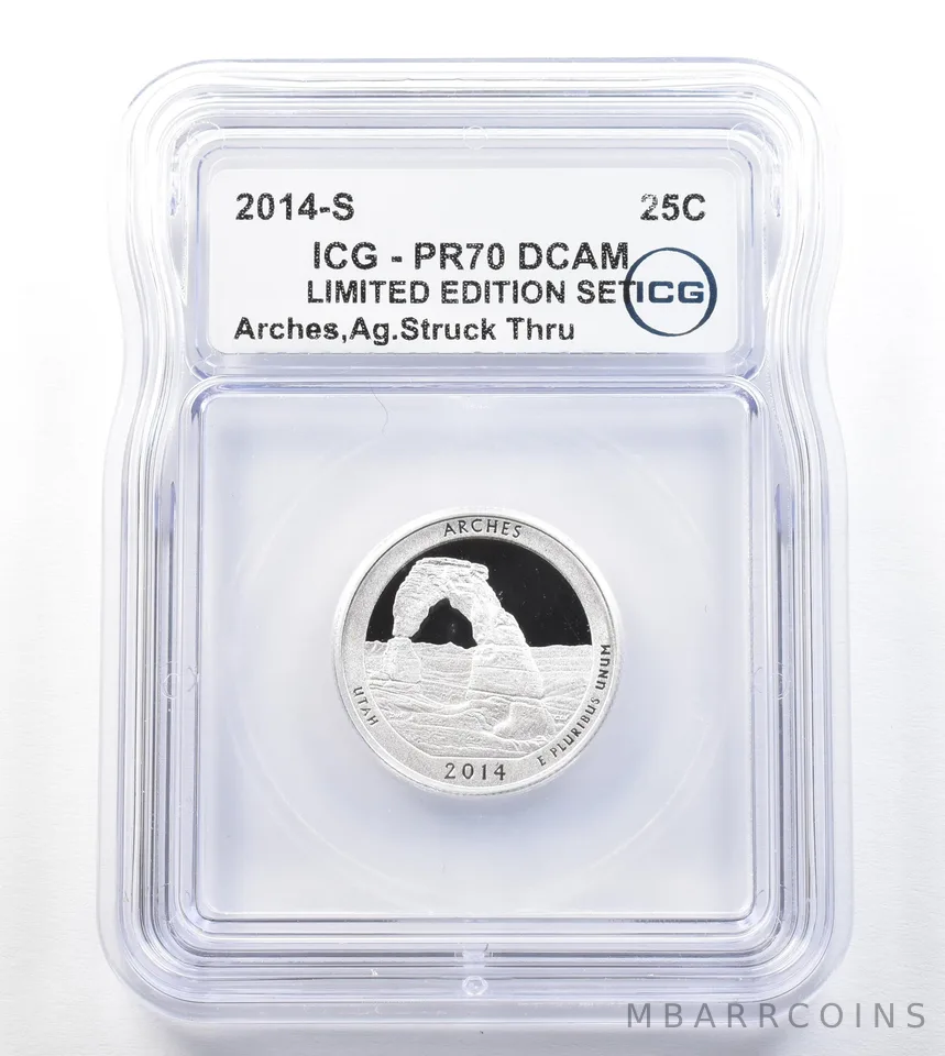 ERROR 2014-S Quarter Silver ATB Arches LE Set Struck Thru PR70 ICG a3303