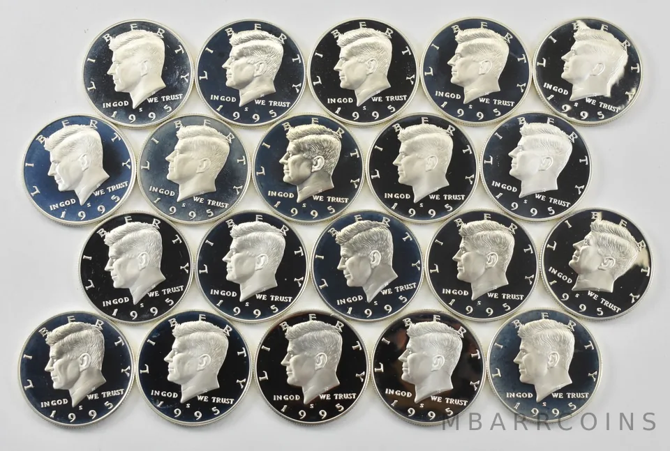 Lot (20) 1995-S Kennedy Half Dollar Proof 90% Silver $10 Face Value