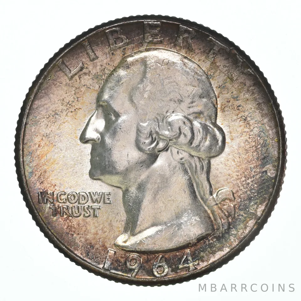 1964 Washington Quarter Insane TONE - Great Colors a5318