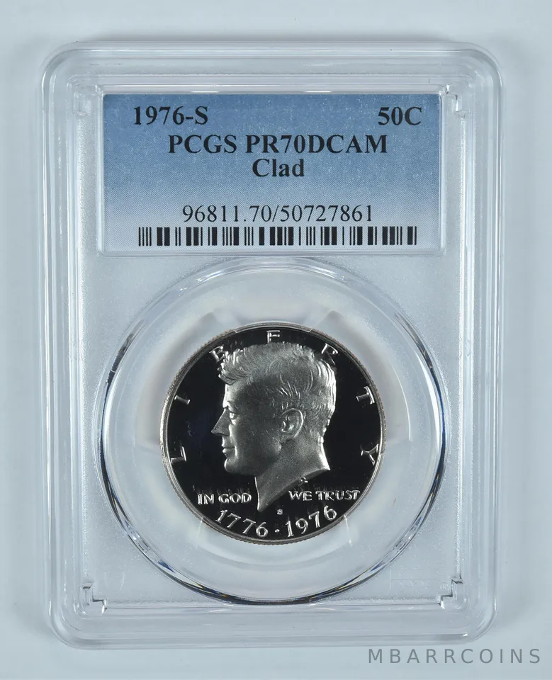 1976-S Kennedy Half Dollar CLAD PR70 DCAM PCGS Blue Label