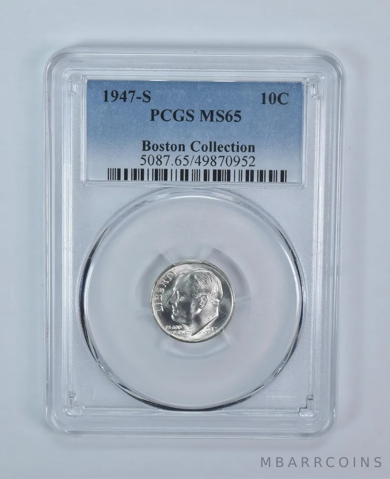 1947-S Roosevelt Dime Boston Collection MS65 PCGS Blue Label