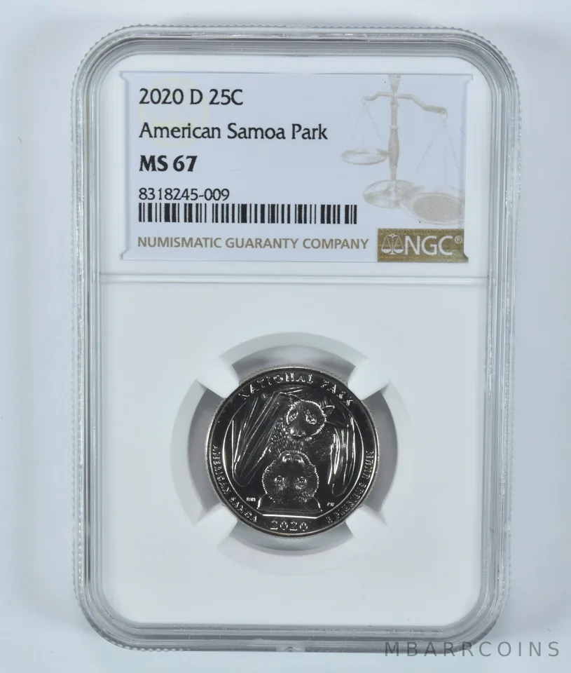2020-D Washington Quarter American Samoa Park ATB MS67 NGC